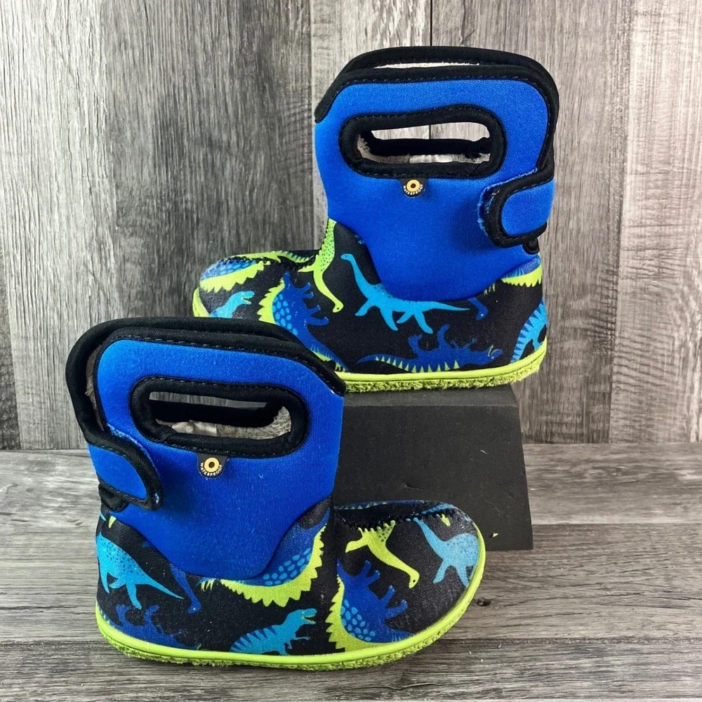 Bogs Baby Dino Waterproof Insulated Boots Blue Green Infants 8 72165I-430